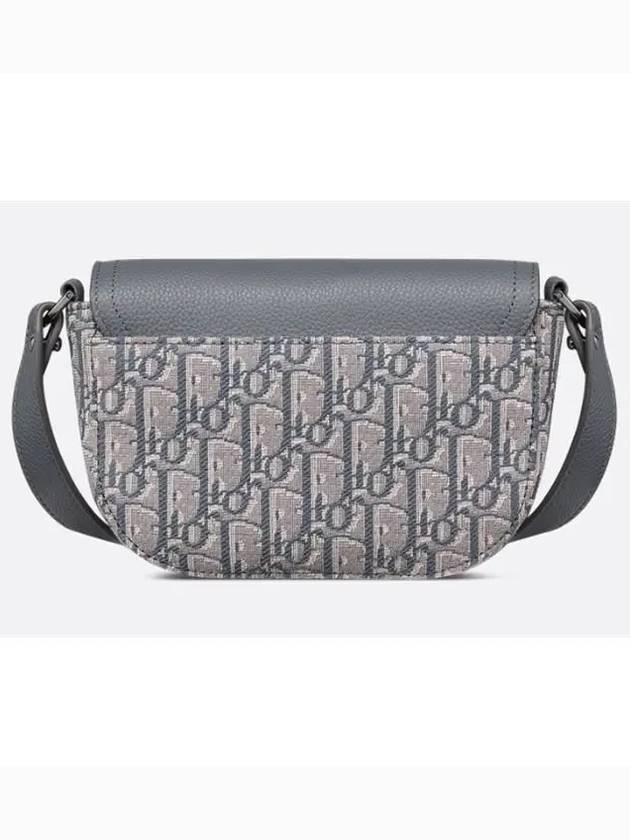 Mini Saddle Strap Grained Calfskin Oblique Jacquard Messenger Bag Deep Grey - DIOR - BALAAN 3