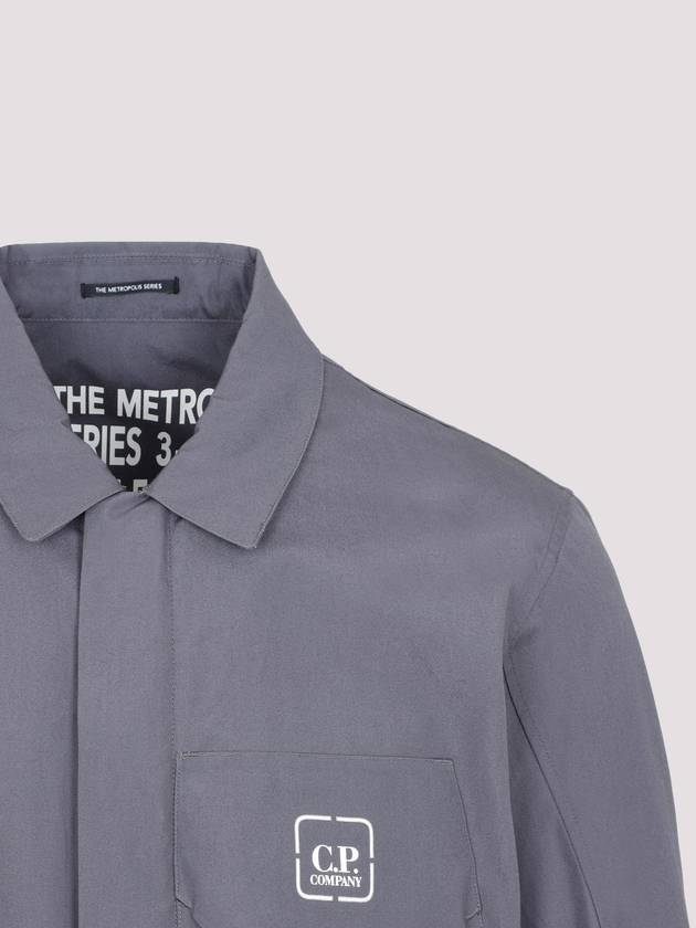 Metropolis Logo Patch Shirt Zip Up Jacket Blue - CP COMPANY - BALAAN 4