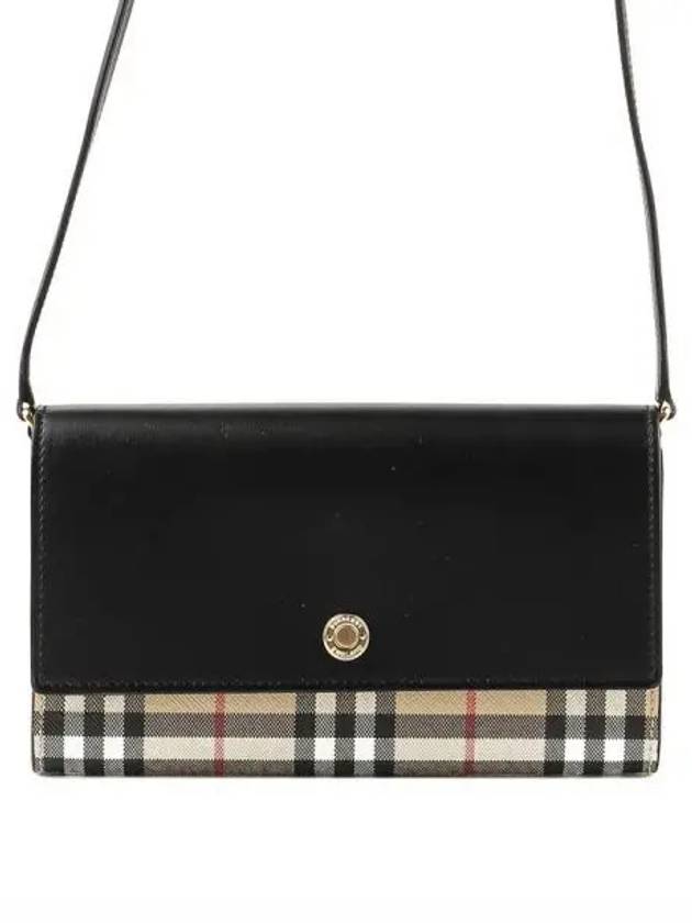 Detachable Strap Checked Leather Wallet Cross Bag Black - BURBERRY - BALAAN 2