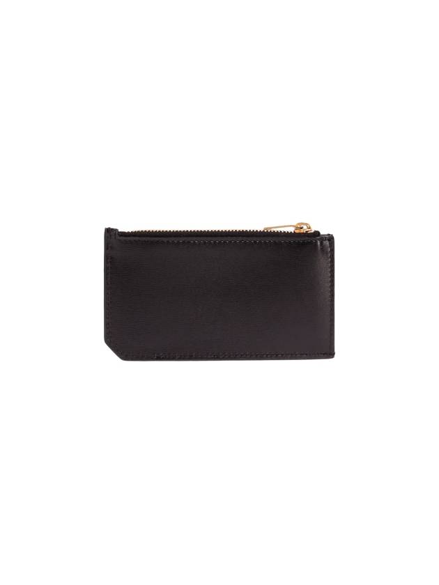 Monogram Leather Gold Zipper Card Wallet Black - SAINT LAURENT - BALAAN 3