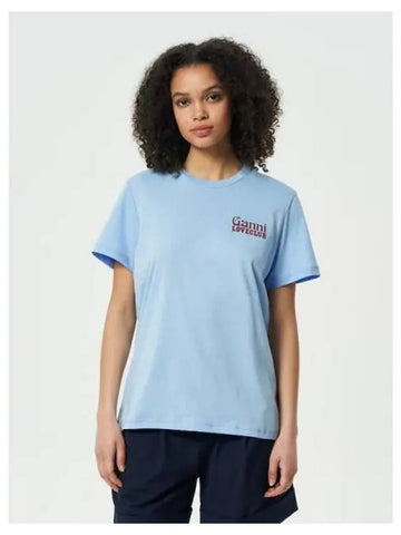 Thin Jersey Love Club Relax Fit T Shirt Sky Blue Domestic Product GM0024021529207 - GANNI - BALAAN 1