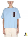 Women's Crew Neck Cotton Short Sleeve T-Shirt Blue - JIL SANDER - BALAAN 2