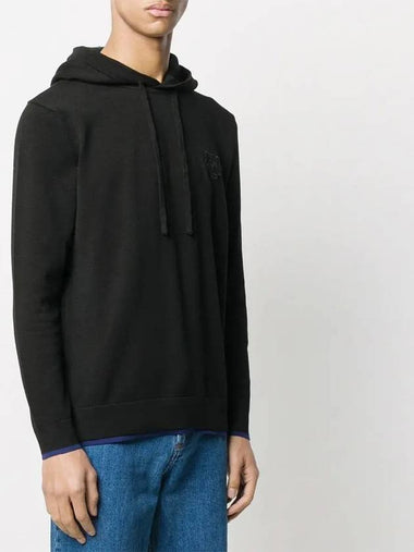 S S Tiger Crest Knit Hoodie Black - KENZO - BALAAN 1