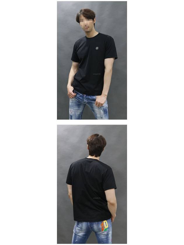 Logo Patch Short Sleeves T-Shirt Black - STONE ISLAND - BALAAN 4