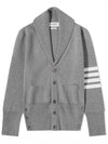 Men's Engineered Stripe Shawl Collar Cardigan Grey - THOM BROWNE - BALAAN.