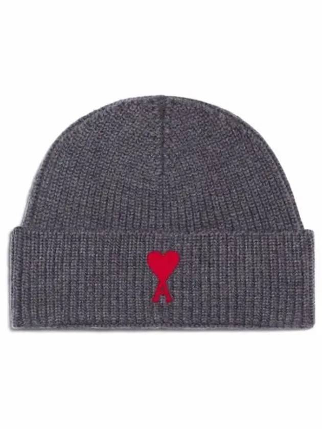 Embroidered Logo Wool Beanie Grey - AMI - BALAAN 2