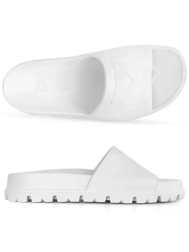 Triangle Logo Slippers White - PRADA - BALAAN 5