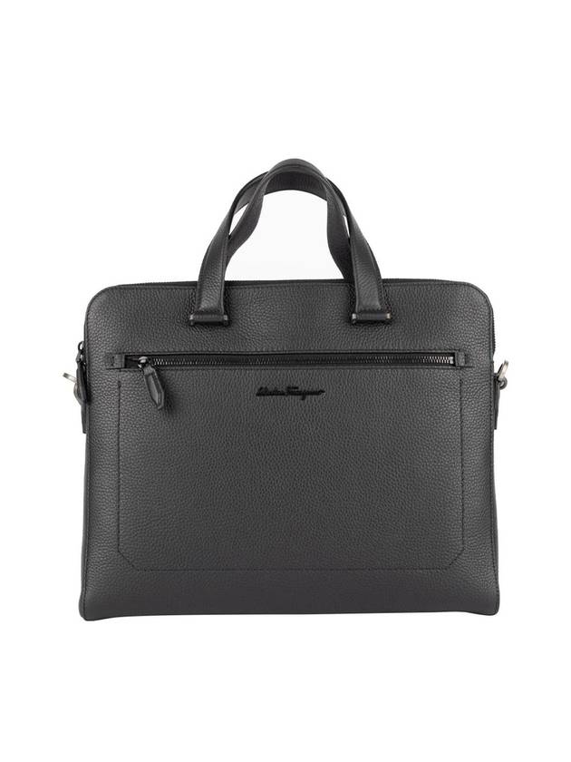 Double Pocket Zipper Briefcase Black - SALVATORE FERRAGAMO - BALAAN 1