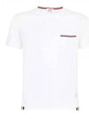 Men's Medium Weight Jersey Tipped Pocket Crewneck Short Sleeve T-Shirt White - THOM BROWNE - BALAAN 2