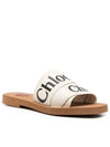 Woody Logo Flat Mule Slippers White - CHLOE - BALAAN 3