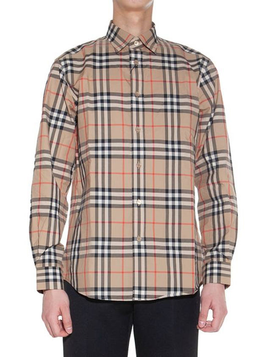 Check Cotton Poplin Shirt Archive Beige - BURBERRY - BALAAN 2