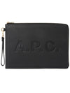 Debossed Logo Leather Clutch Black - A.P.C. - BALAAN 2