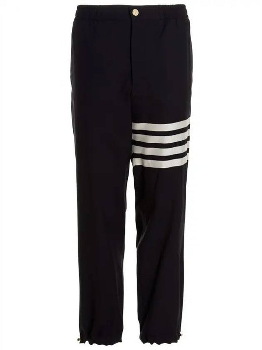 Plain Weave 4-Bar Elastic Waist Track Pants Black - THOM BROWNE - BALAAN.