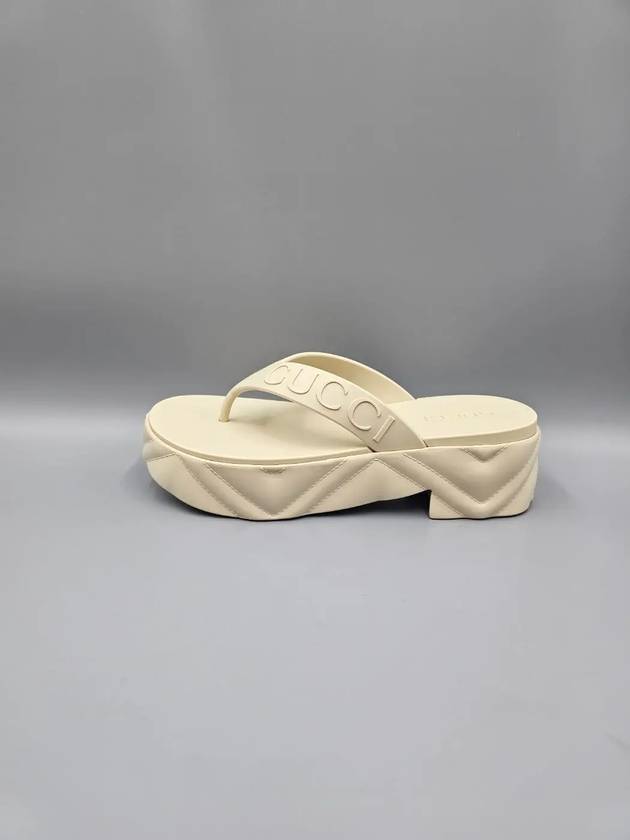 Women's Logo Thong Platform Flip Flops White - GUCCI - BALAAN 4