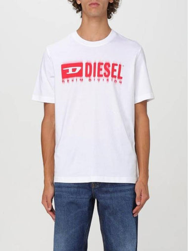 T-Adjust-Q7 Blurry Logo Short Sleeve T-Shirt White - DIESEL - BALAAN 1