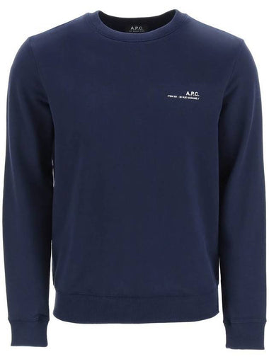 Item Logo Cotton Sweatshirt Navy - A.P.C. - BALAAN 1