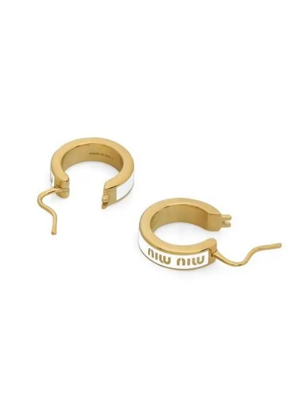 Logo Enameled Metal Earrings White - MIU MIU - BALAAN 5