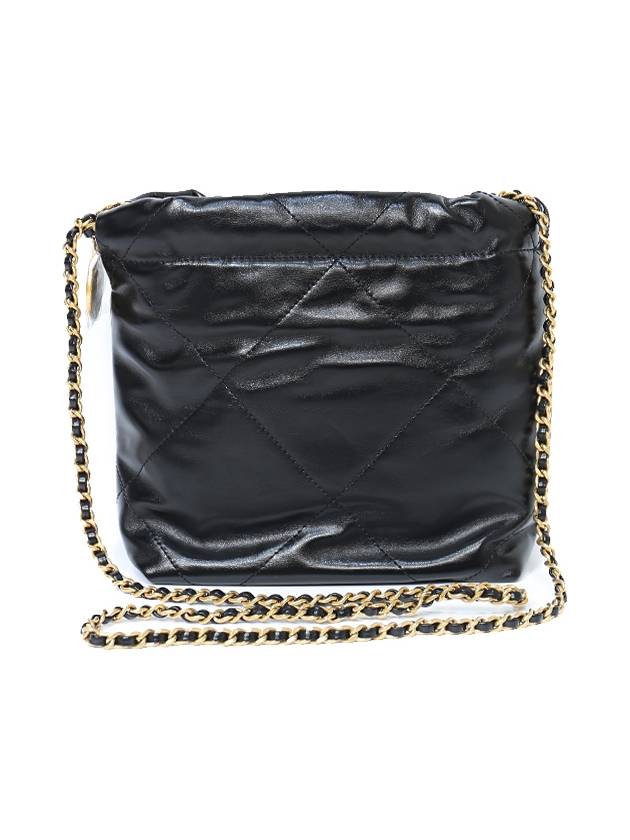 Mini Handbag Shiny Calfskin Gold Black - CHANEL - BALAAN 3