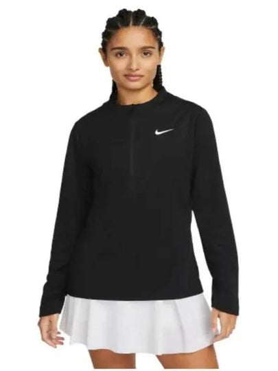 Women's Dri Fit UV Advantage Half Zip Long-Sleeve T-Shirt Black - NIKE - BALAAN 2