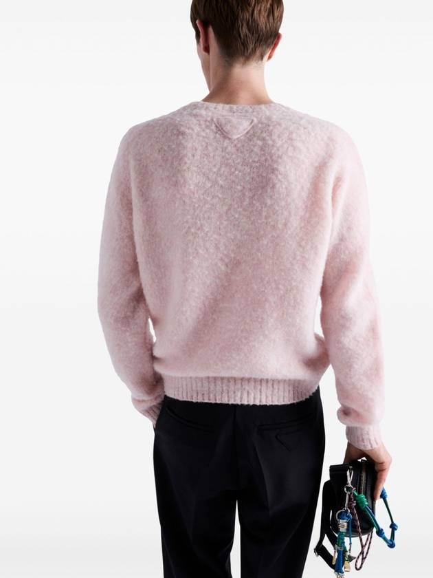 Shetland wool crewneck knit top alabaster pink - PRADA - BALAAN 5