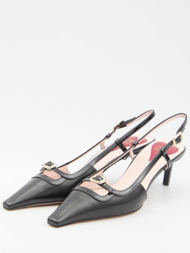 Viv' Canard Metal Mini Buckle Slingback Heel Black - ROGER VIVIER - BALAAN 3