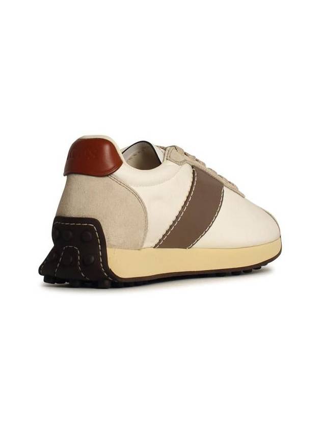 T Vintage Leather Technical Fabric Low Top Sneakers Beige - TOD'S - BALAAN 4