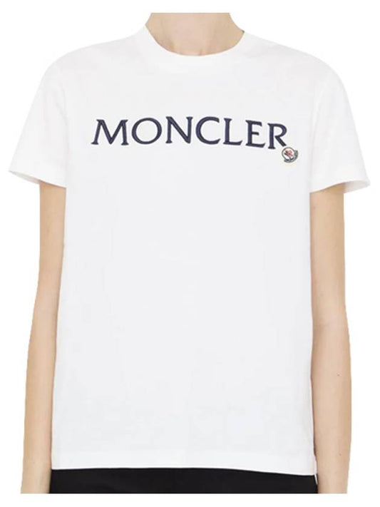 Embroidered Logo Cotton Short Sleeve T-Shirt White - MONCLER - BALAAN 2