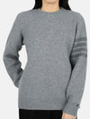 Women's 4 Bar Stripe Cashmere Pullover Knit Top Light Grey - THOM BROWNE - BALAAN 3