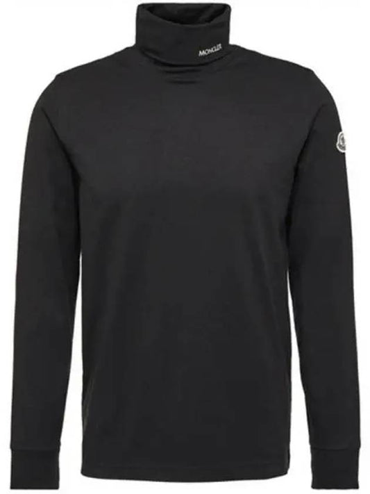 8D00015 89AA2 999 Turtleneck Logo Patch Long Sleeve T Shirt Black Men s TJ 270799 - MONCLER - BALAAN 1