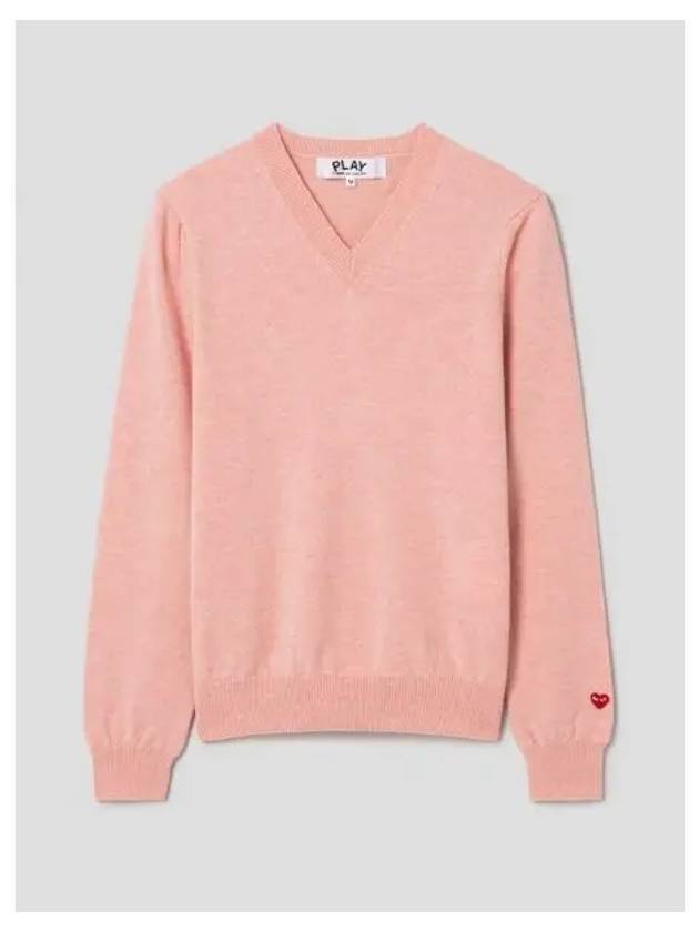 Women s pastel small red heart wappen knit sweater light pink domestic product GM0023082931319 - COMME DES GARCONS PLAY - BALAAN 1