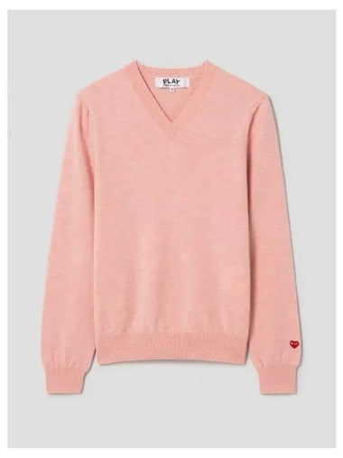 Women s pastel small red heart wappen knit sweater light pink domestic product GM0023082931319 - COMME DES GARCONS PLAY - BALAAN 1