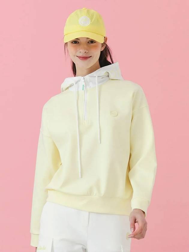 Windproof hooded half zip-up t-shirt YELLOW - MONBIRDIE GOLF - BALAAN 3