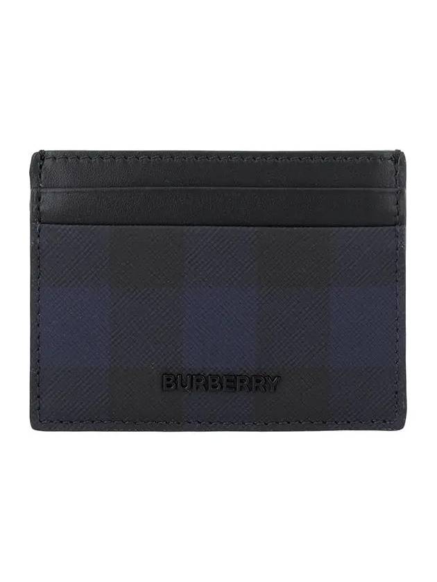 Check Leather Card Wallet Navy - BURBERRY - BALAAN 6