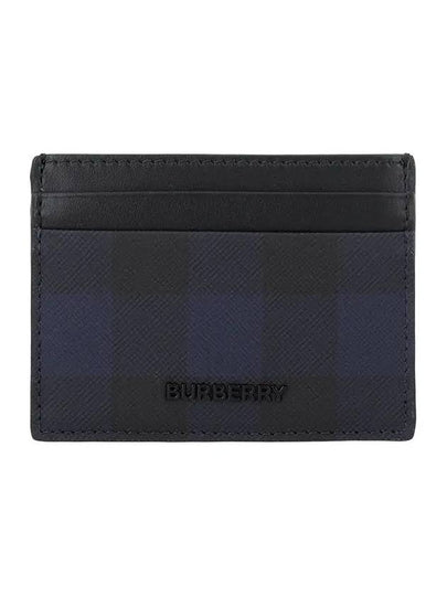 Check Leather Card Wallet Navy - BURBERRY - BALAAN 2