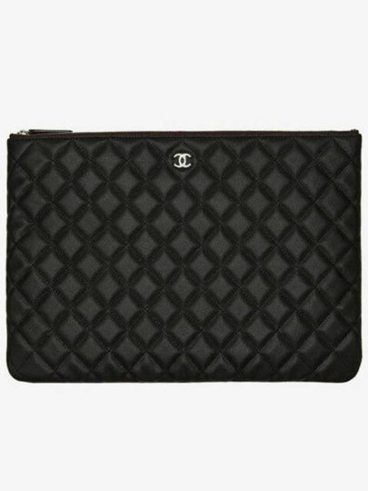 Large Classic Caviar Silver Logo Clutch Bag Black - CHANEL - BALAAN 2