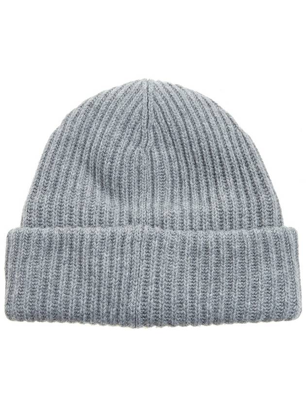 Logo Patch Knit Beanie Grey - GANNI - BALAAN 3