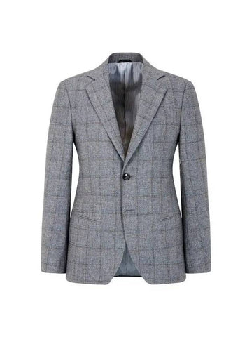 Men s Cash Wool Windowpane Check Jacket Gray - GIORGIO ARMANI - BALAAN 1