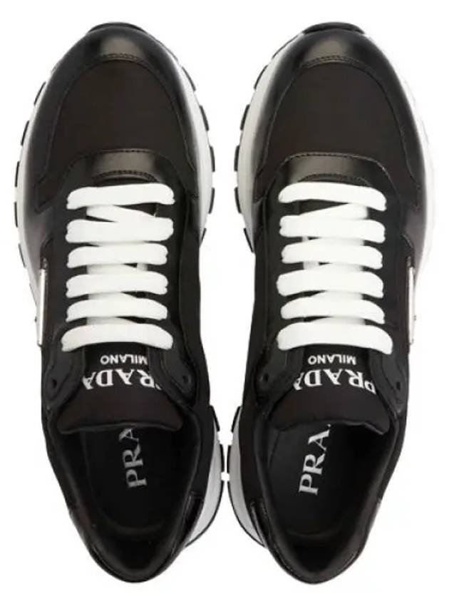 Prax 01 Re-Nylon Brushed Leather Low-Top Sneakers Black - PRADA - BALAAN 2