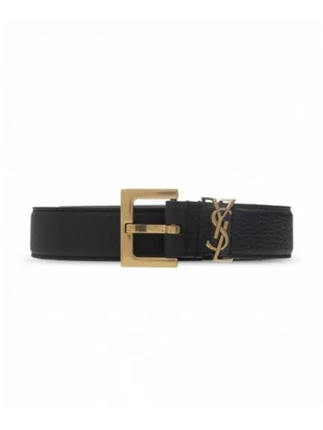 Monogram Grain Leather Belt Black 634440 DTI0W - SAINT LAURENT - BALAAN 1