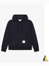 Loopback Broderie Anglaise Relaxed Cotton Hoodie Navy - THOM BROWNE - BALAAN 2