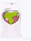 Graphic Rib Heart Tank Cotton Sleeveless White - GANNI - BALAAN 2