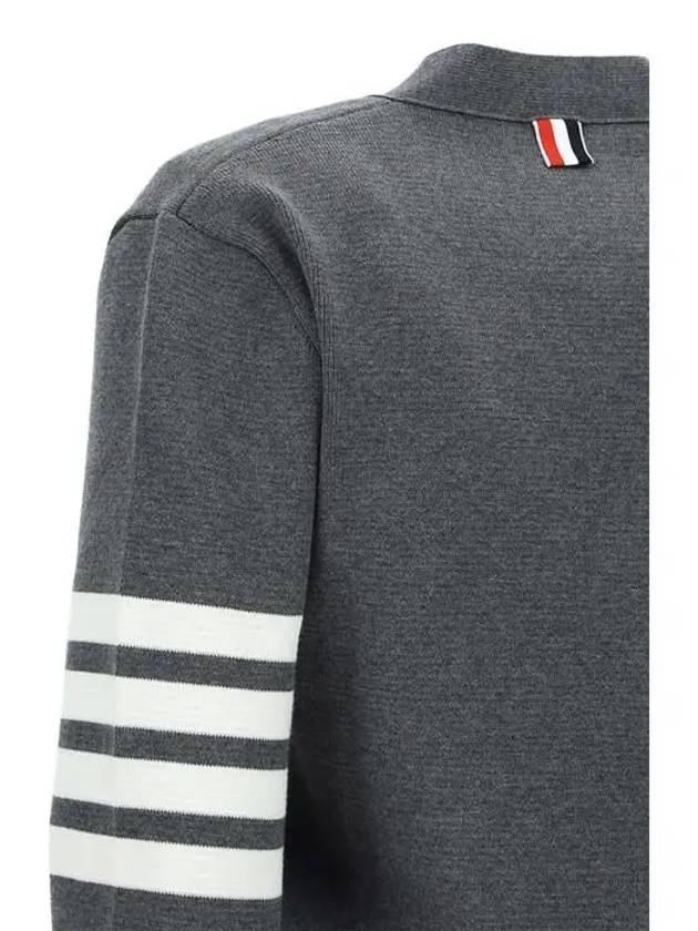 Cotton 4-Bar Milano Classic V-Neck Cardigan Medium Grey - THOM BROWNE - BALAAN 7