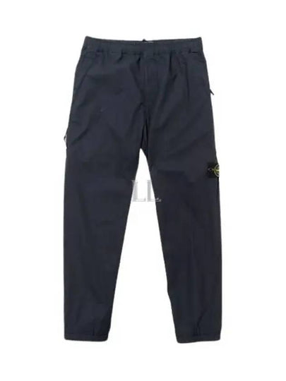 Men's Compass Patch Light Stretch Cotton Canvas Track Pants Navy - STONE ISLAND - BALAAN 2