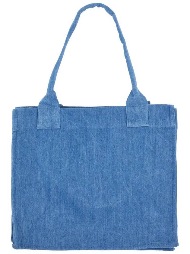 Embroidered Logo Large Denim Tote Bag Blue - GANNI - BALAAN 4