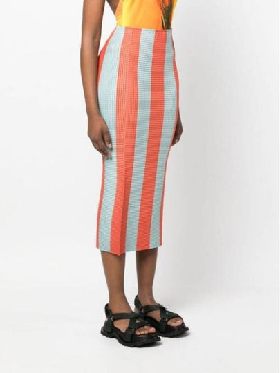 High Waist Stripe H-Line Skirt Red Pale Blue - SUNNEI - BALAAN 2