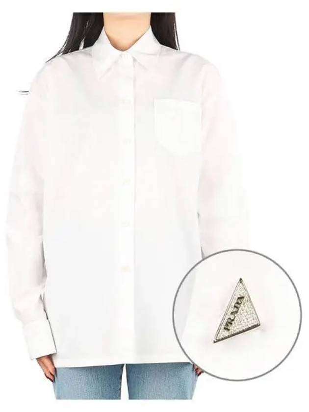 Basic Cotton Long Sleeve Shirt White - PRADA - BALAAN 2