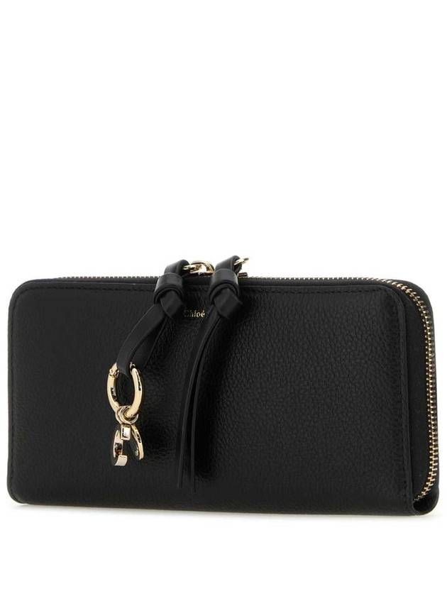 Alphabet Charm Grain Leather Long Wallet Black - CHLOE - BALAAN 3