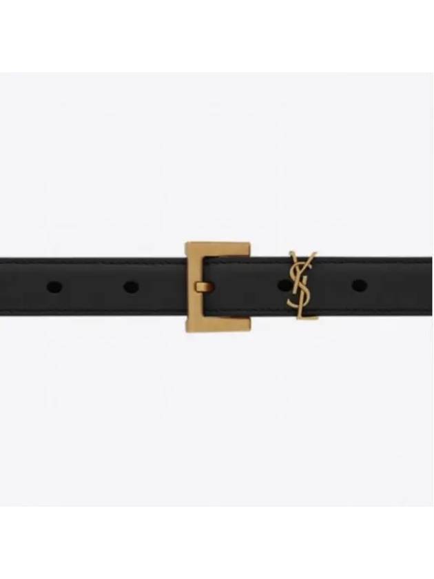 Monogram Square Leather Belt Black - SAINT LAURENT - BALAAN 2