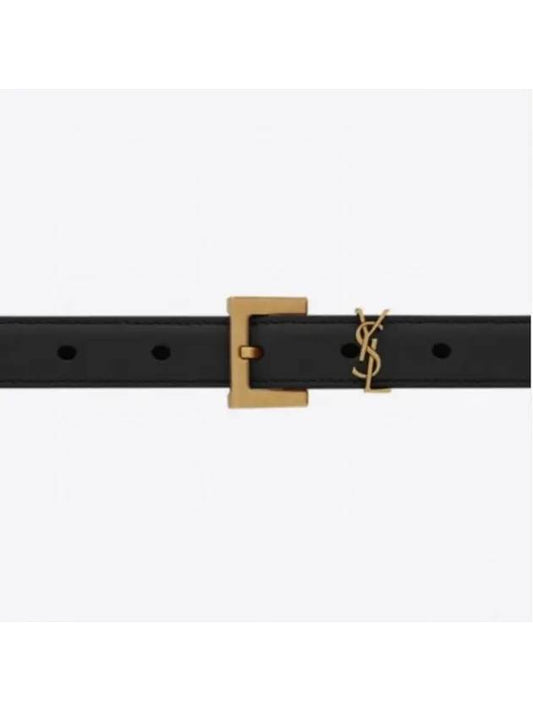 Monogram Square Leather Belt Black - SAINT LAURENT - BALAAN 2