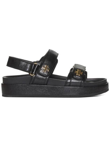 Kira Sports Logo Leather Sandals Black - TORY BURCH - BALAAN 1